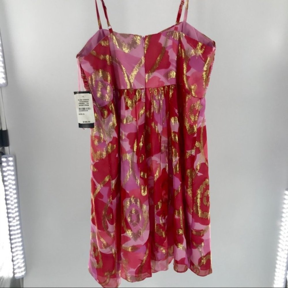 Red/Pink/Gold Oleg Cassini Dress NWT sz 8 - Picture 8 of 12